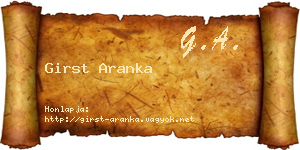Girst Aranka névjegykártya